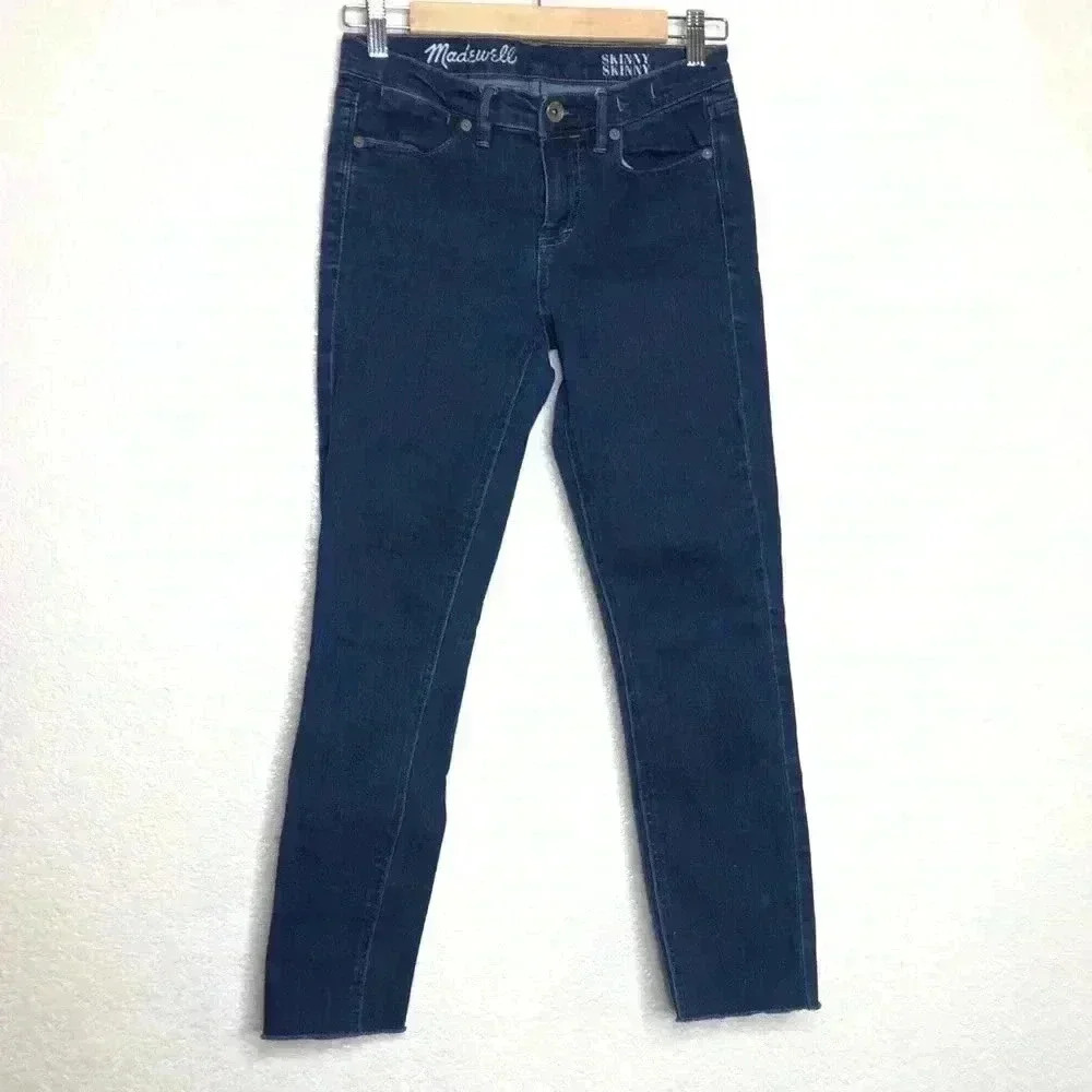 Madewell Skinny Jeans Size 26 Dark Wash Raw Hem